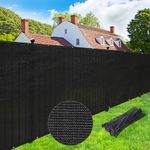 UPGRADE Privacy Screen Fence 4' x 50' Commercial Shade Cover with Brass Grommets Heavy Duty Perfect for Outdoor Back Yard-Black, Customizable