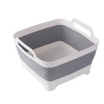 ddLUCK Dish Basin Collapsible with Drain Plug Carry Handles for 9L Large Capacity, Washing Basin, Collapsible Dish Tub for RV Sink, Vegetable, Fruit, Food Sink Strainer Dish Washing Tub - Gray