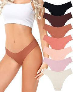 LEVAO Women Seamless Hipster Cheeky Bikini No Show Underwear Sexy Stretch V-Waist Hipster Ice Silk Panties, 7 Pack -D, Medium