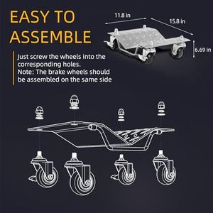 Nylon Wheel Dolly, 6000 Lbs/2722 Kg Car Moving Dolly, Wheel Dolly Car Tire Stake Set, Heavy-Duty Car Tire Dolly Cart Moving Cars, Trucks, Trailers, Motorcycles, Boats,Silver