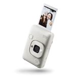 INSTAX mini LiPlay Hybrid instant camera with rear 2.7 inch LCD display screen, Micro SD card slot, USB Type-c charging, Misty White, film sold separately