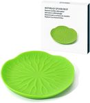 KITCHENDAO Silicone Spoon Rest - Green, Floral Pattern - 5.9 x 4.9 Inches - Dishwasher Safe, BPA Free for Women - 1 Pack With Color Box