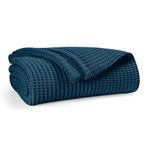 DESTIN HOME 100% Cotton Blankets for Double Bed - Lightweight and Breathable Soft Woven Blankets for all Season | AC Blankets for Summer & Winter Season | size -90 x 90 Inches | Teal Green