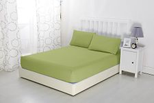 Sonia Moer Super Soft Brushed Microfibre Fitted Sheet - Non Iron Breathable Hypoallergenic Bottom Sheet with Strong Elastic Hem- Double/Green