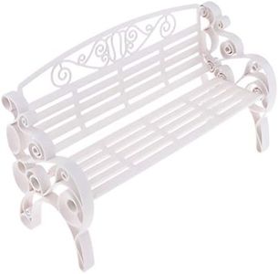 F Fityle Dollhouse Furniture 1:6 Scale Miniature Modern Styled Garden Patio Park Bench Garden Decor - White, as described