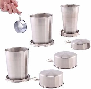 Auswalar 3 PCS Different Size Stainless Steel Folding Cups,Outdoor Travel Retractable Collapsible Cup Reusable Metal Cup Portable Telescopic Mugs