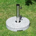 Samuel ALEXANDER 25kg Grey And White Granite Parasol Stand Base Heavy Duty Large Garden Parasols Umbrella Holder Stand For Sun Garden Shade 25mm to 49mm Parasol Pole