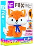 KRAFUN Fox Animal Sewing Kit for Kids Beginner My First Art & Craft, Includes Fox Doll Stuffed Animal, Instructions & Plush Felt Materials for Learn to Sew, Embroidery, Age 7 8 9 10 11 12