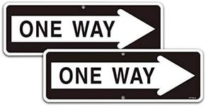 (2 Pack) One Way with Arrow Right Sign Traffic Signs 18"x6" .040 Reflective Aluminum Professional Printing UV Coating Weather Resistant Easy to Mount