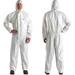 3M Protective Disposable Coveralls, Bulk Pack of 25 White Coveralls, Hooded with Elastic Cuff, Two-Way Zipper, Antistatic Protection, XL, 4510-BLK-XL