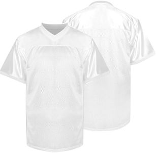 MESOSPERO Men Hip Hop Shirts Short Sleeve Sports Uniforms Sports Blank Football Jersey S-XXXL (Medium, White)