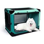 Ownpets 4 Door Folding Dog Crate, Portable Pet Crate with Strong Steel Frame for Dogs & Cats, 36"x25"x25" Detachable Soft Dog Kennel for Camping,Large