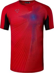 jeansian Boys' Active Sportswear Short Sleeve Breathable T-Shirt Tee Tops LBS701, Lbs702_red, 152-164