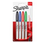 Sharpie Permanent Markers | Fine Point for Bold Details | Assorted Standard Colours | 4 Marker Pens