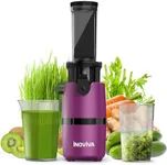 Cold Press Juicer, INOVIVA Masticating Juicer Machines Compact, Slow Juicer with 70 RPM Low Speed, Juice Maker for Vegetable & Fruit, Portable Juice Extractor High Juice Yield & Easy to Clean, Pink