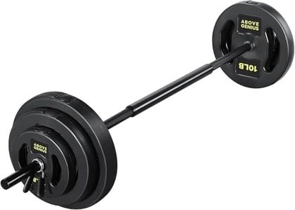 AboveGenius Barbell Weight Set, 45 LB Adjustable Free Weights Bar Set for Home Gym Strength Training, Full Body Workout, Muscle Building, Home Fitness Weight Lifting Equipment