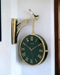 Lucario Luxury Look Deer Round Wall Hanging Double Sided 2 Faces Retro Station Wall Clock (W5-Green)