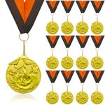 Halloween Pumpkin Medals - 12 Pcs Gold Metal Halloween Party Supplies with V Neck Ribbons for Kids Adults Halloween, Costume Parties, Fall Season, Holiday Parties