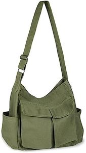 Bolsa de mensajero de lona grande,Bolso bandolera informal vintage - Hobo Crossbody con Múltiples Bolsillos Messenger Bag Estética con gran capacidad, para viajes, trabajo, escuela, compras diarias