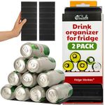 Cooks Innovations Drink Organizer for Fridge, Soda Can Refrigerator Organizers and Storage, Beer-Wine-Water Bottle Holder, Fridge Monkey - Durable Non-Slip Anti-Roll (2 Pack, Characoal)