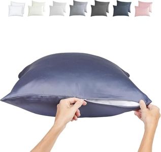 Zippered Pillowcases - Standard Size 26x20, 100% Viscose Derived from Bamboo, 2 PK, Navy Gray - Cooling Pillow Cases - Silky Pillow Covers for Hot Sleepers, Menopause, Night Sweats - by JoMo