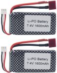 Fytoo 2PCS 7.4V 1600mah T-Head high-Rate Lithium Battery for 9125 25-DJ02 S920 S921 1:10 high-Speed Off-Road Vehicle