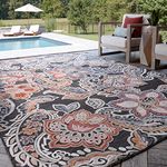 Large Jute Water Resistant Indoor Outdoor Rug 8x10 - Traditional Outdoor Rugs for Patio, Entryway, Deck, Porch, Camping, RV - Outside Area Rug