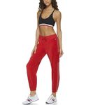 Tommy Hilfiger Women's Velour Fabric Cargo Pockets Jogger Rib Waistband with Drawcord Ghost Debossed Logo Taping, Rich Red, Medium