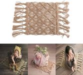 Zeroest Baby Photography Props Linen Blanket Newborn Photography Props Rug Boy Girl Photo Shoot Posing Burlap Macrame Photoshoot Backdrop (Medium)