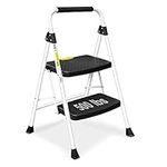 Soctone 2 Step Stool for Adults, Folding Step Ladder with Wide Anti-Slip Pedal, Small Step Ladder Multi-Use for Household, Kitchen, 500lbs/227kg Capacity, White