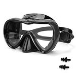 Diving Mask for Adult, Anti-Fog Swimming Goggles with Nose Cover, Anti-Leak Silicone Dive Mask Diving Mask, 180 Degree HD Tempered Glass Swim Mask for Snorkeling Mask with Earplugs, Diving Goggles