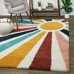 Carpet Elite Soft Modern Shag Area Rugs Fluffy Living Room Carpet Comfy Bedroom Home Decorate Floor Kids Playing Mat Size 3x5 Feet Color Multi R