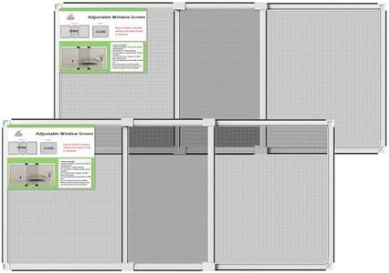 FLYZZZ Adjustable Window Screen for Hung Windows, White Expandable Horizontal Sliding Screen, 20" H x 28-52" W with Black Fiberglass Mesh Removable Window Screen Replacement, 2-Pack