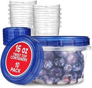 Stock Your Home 16oz Plastic Containers with Twist Top Lids (10 Pack), 2 Cup Freezer Containers with Lids for Leftover Food, Airtight Reusable Soup Containers with Lids, Microwave and Dishwasher Safe