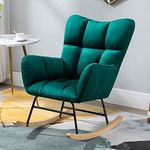 Rocker Glider Chair Rocking Chair for Nursery Modern Teddy Fabric Nursing Chair for Mom and Baby,Accent Upholstered Rocker Glider Chair with High Backrest for Bedroom Living Room (Color : Green)