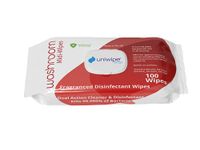 Uniwipe Washroom Wipes Antibacterial Fragranced Sanitising Wipes kills 99.999% of germs (100 Pack), Red Zone, 22x20cm