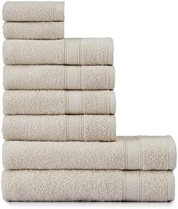 nottoc Set de Serviettes Beige avec Cintre Coton - 2 draps de Bain (70x140cm), 4 essuie-Mains (50x90cm) et 2 Serviettes invités (30x50cm) - Doux et Absorbant - Sable