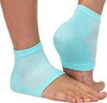 NatraCure Vented Moisturizing Gel Heel Sleeves - (Skin Softening Footcare Treatment Socks for Cracked Heels, Dry feet, Foot calluses, Rough Heel Socks - (608-M CAT) - Color: Aqua Blue - Size: Regular