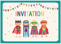 the lazy panda card company 20 Superhero Invitations for Boys or Girls Children's Birthday Party Invites made from Recycled Paper