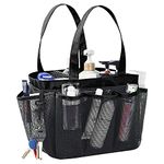 Mesh Shower Caddy Basket,Bathroom Caddy Shower Bag Organizer Tote,Mesh Shower Caddy Tote,Camping Bathroom Shower Caddy Tote with 8 Storage Pockets and 2 Oxford Handles for Bathroom Accessories,Black