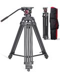 miliboo Video Tripod with Ball Smooth Head, Aluminum Adjustable Professional Tripod for Camera Heavy Duty, Video Tripod with Fluid Head, Maximum Load 22 Pounds (MTT601AⅡ)
