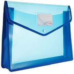 FEDUS Document Holder Envelope Folder,File Storage Bag with Snap Button Transparent Plastic File for documents File Holder/Document Folder for Certificates Legal Documents Organizers,Pack 3 Blue