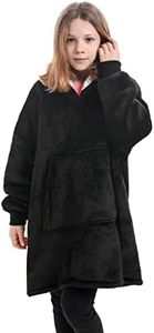 Costume Bay Oversized Wearable Blanket Hooded Fleece Hoodie Comfy Giant Warm Sweatshirt Ultra Plush/Large Front Pocket (Black, ONE)