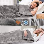 Dual Sided Weighted Blanket 20lbs for Adults (60"x80" Fit Twin or Full Size Bed), Reversible Tencel/Short Plush Warming & Cooling 2 in 1 All Season Heavy Blanket - Bonus Carry Bag Included