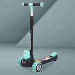 R for Rabbit Road Runner Ryder Kids Scooter, 3 Level Adjustable Height Wide Deck & PU LED Wheels Kick Scooter with Brake for 3+ Years Kids, Weight Capacity Upto 50kgs|6 Months Warranty| Black Blue