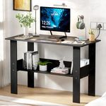 Lukzer Engineered Wood Computer Desk with One Tier Shelves Laptop Study Table for Office Home Workstation Writing Modern Desk (ST-004/ Black / 90 x 50 x 75 cm)