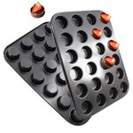 DRAONGYE 2 Packs Round Muffin Baking Pan, Premium Steel Muffin Pan for Baking, Nonstick Cupcake Tin Cheesecake Pans, Bakeware Muffin Top Pan (24 Cups, Black)