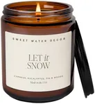 Sweet Water Decor Let it Snow Christmas Scented Candles - Christmas Stocking Stuffers Soy Candles with Cypress Scent - Christmas Candles with 40 Hours Burn Time - 9Oz Black Lid Amber Jar Wax Candles