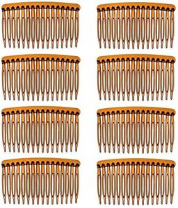 DaricowathX 8 Pieces Hair Combs, 8.5 cm Hair Side Comb Set Slides Tortoise Plain Hair Combs Clear Plain Hair Combs Side Combs Hair Combs(Coffee)