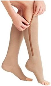 2 Pairs Compression Socks Toe Open Leg Support Stocking Knee High Socks with Zipper (Nude, S/M) …